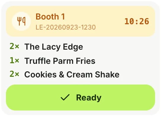 A kitchen ticket printed from the POS